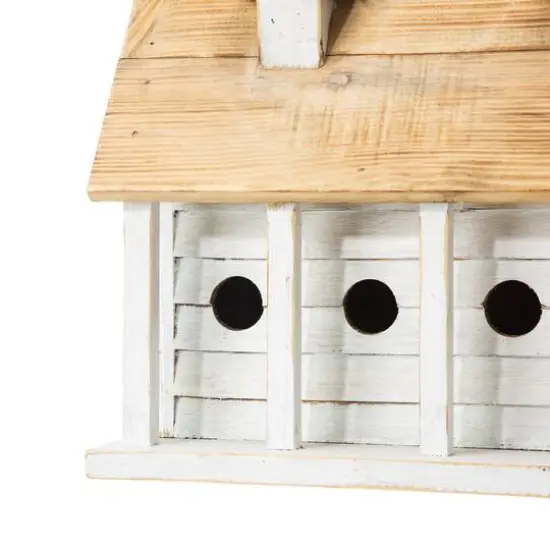 Glitzhome&reg; 14.25" Retro White Distressed Cottage Birdhouse {7}