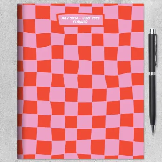 TF Publishing 2024-2025 Medium Checkered Pink & Red Monthly Planner {6}