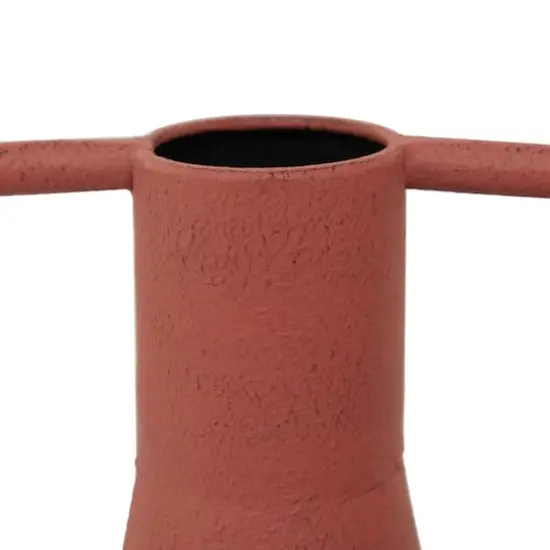 Orange Metal Vase with Handles Set of 2 12", 14" {5}