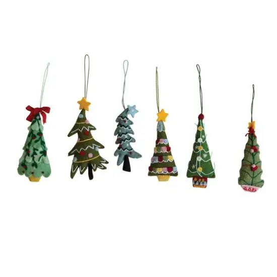 Hello Honey&reg; Handmade Embroidered Wool Felt Tree Ornaments Set {1}