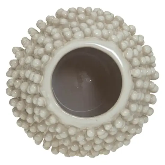 Hello Honey&reg; 10" Cream Round Embossed Stoneware Formed Vase {9}