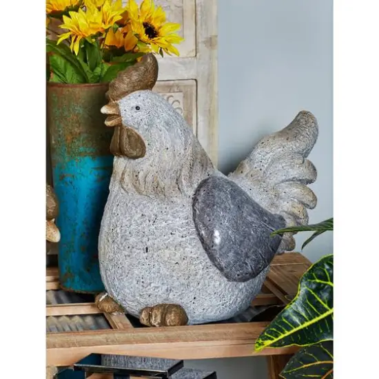 16" Gray Stone Country Hen Garden Sculpture {9}