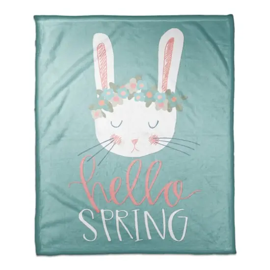 Hello Spring Bunny Throw Blanket {1}