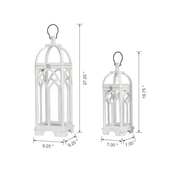 Glitzhome&reg; Wash White Farmhouse Wooden Church Window Frame Lanterns, 2ct. {7}