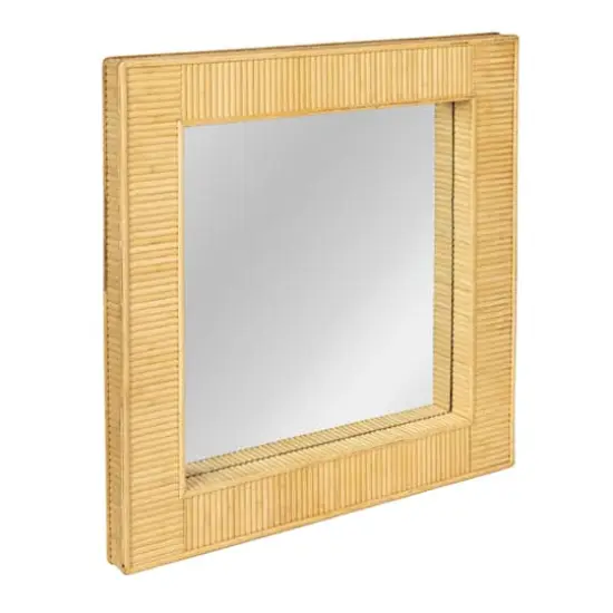 Hello Honey&reg; 28" Natural Brown Bamboo Square Wall Mirror {1}