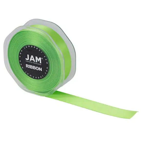 JAM Paper 7/8" x 25yd. Double Face Satin Ribbon Lime Green {4}