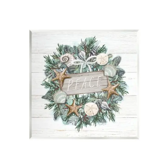 Stupell Industries Sea Life Holiday Peace Wreath Wall Plaque Art {1}