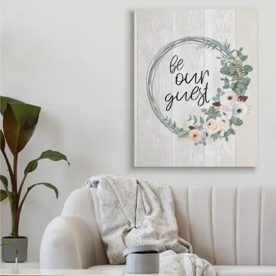 Stupell Industries Be Our Guest Floral Wreath Wall Art {3}