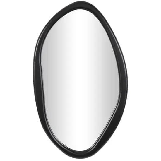 39" Black Wooden Abstract Oval Framed Wall Mirror {1}