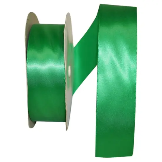 JAM Paper 1.5" x 50yd. Single Face Satin Ribbon Emerald {1}