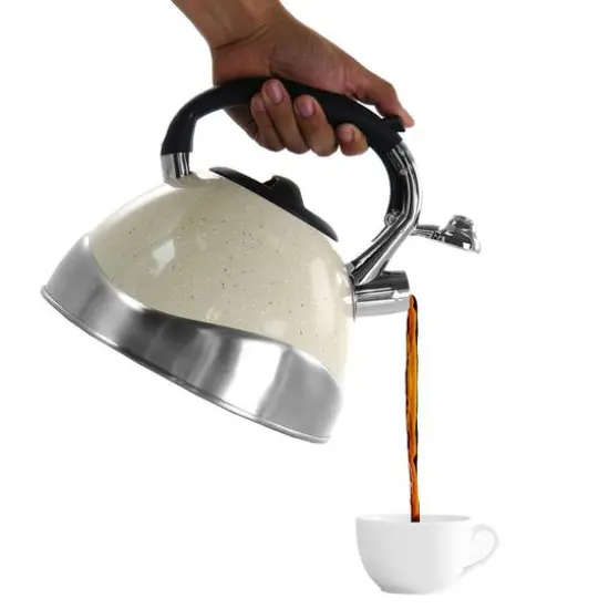MegaChef 3L Light Tan Speckle Stovetop Whistling Kettle {3}