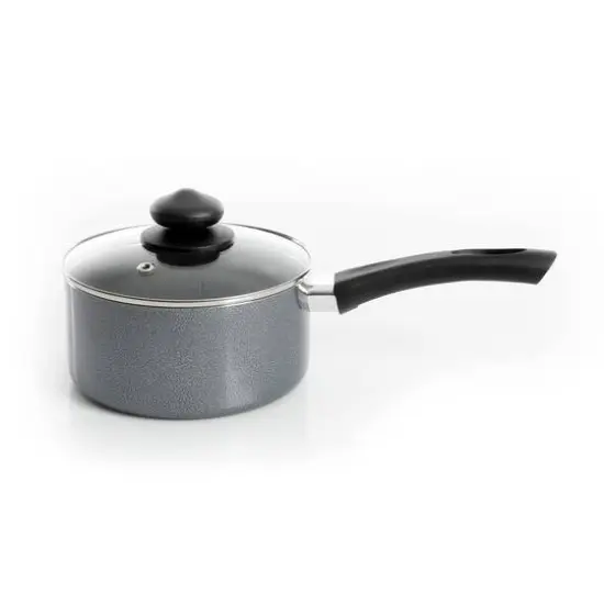 Oster Pallermo Aluminum 1.5qt. Gray Saucepan with Glass Lid {1}