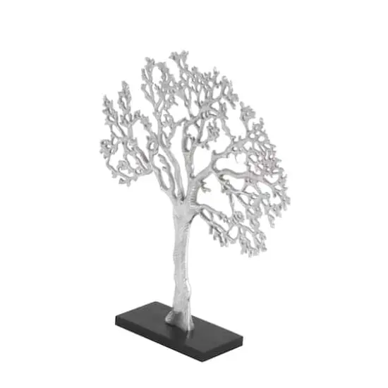 19" Silver Aluminum & Wood Tree-Inspired Contemporary Sculpture {6}