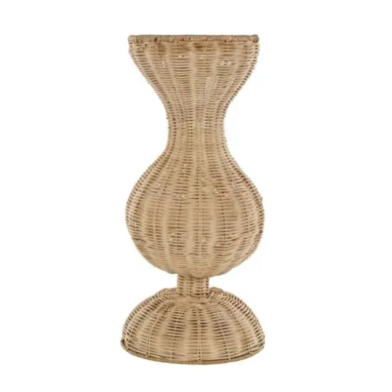 16.25" Brown Rattan Hourglass Vase with Dome Base {4}