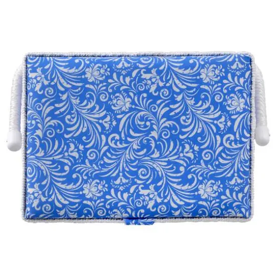 SINGER&reg; Large Blue Deliah Scroll Print Sewing Basket with Sewing Scissors & Notions {11}