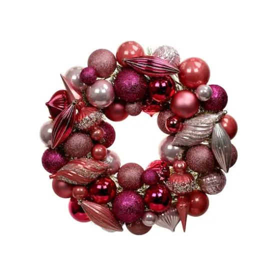 20" Pink Holly Jolly Ornament Wreath by Ashland&reg; {1}