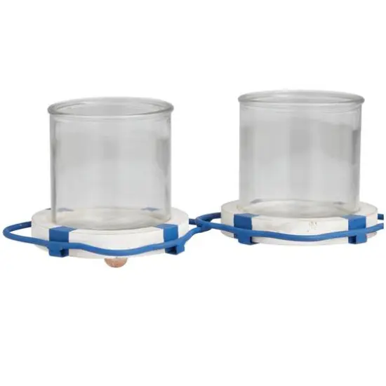 Blue Metal Distressed 3-Linked Buoy Candle Holder with White Wood Accents {5}