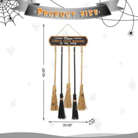 Glitzhome&reg; 42" Halloween Wood Brooms Parking Porch D&eacute;cor {8}