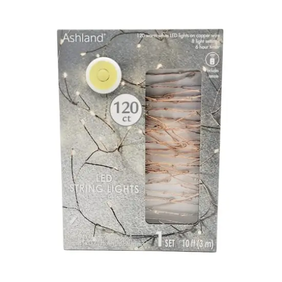 120ct. Warm White LED Copper String Lights Garland by Ashland&reg; {1}