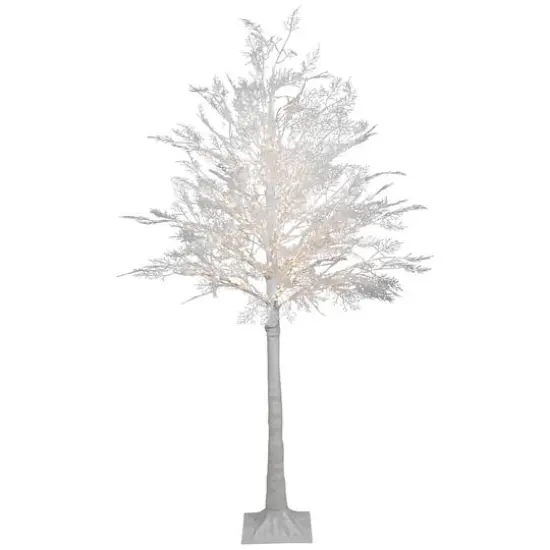 5ft. Pre-Lit White Floral Artificial Christmas Tree, Warm White LED Lights {1}