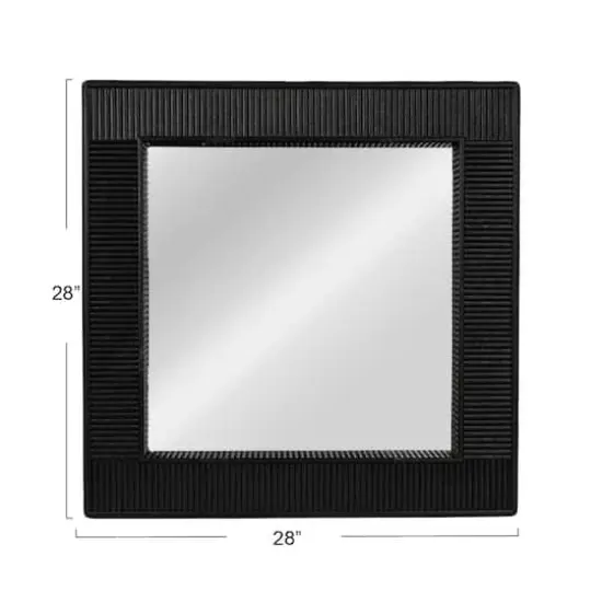 Hello Honey&reg; 28" Black Bamboo Square Wall Mirror {4}