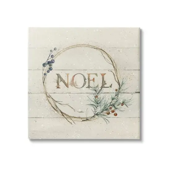 Stupell Industries Noel Holiday Botanical Wreath Canvas Wall Art {1}