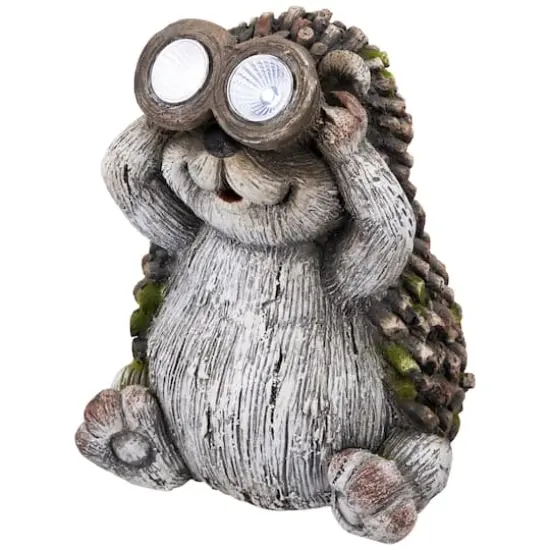 11.5" Hedgehog with Binoculars Outdoor Solar Lighted Garden Statue  {6}