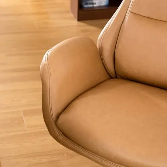 Glitzhome&reg; Mid-Century Modern Faux Leather Adjustable High Back Swivel Office Chair Camel {6}