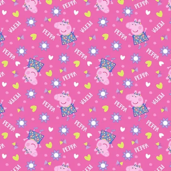 Peppa Pig Pink Toss Cotton Fabric {1}