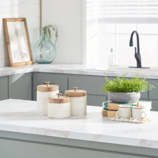 White Terracotta Country Cottage Decorative Jar Set {9}