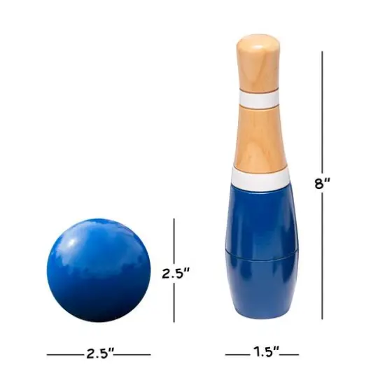 Toy Time Blue Indoor & Outdoor Wooden Bowling Game Set {5}
