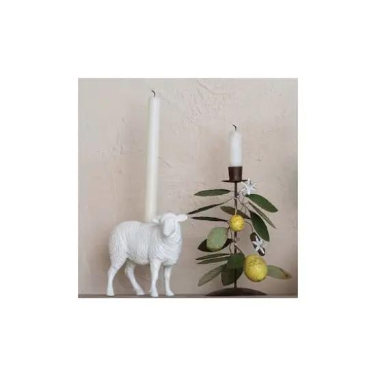 Hello Honey&reg; 6.75" Long White Pastoral Elegance Sheep Taper Candle Holder {3}