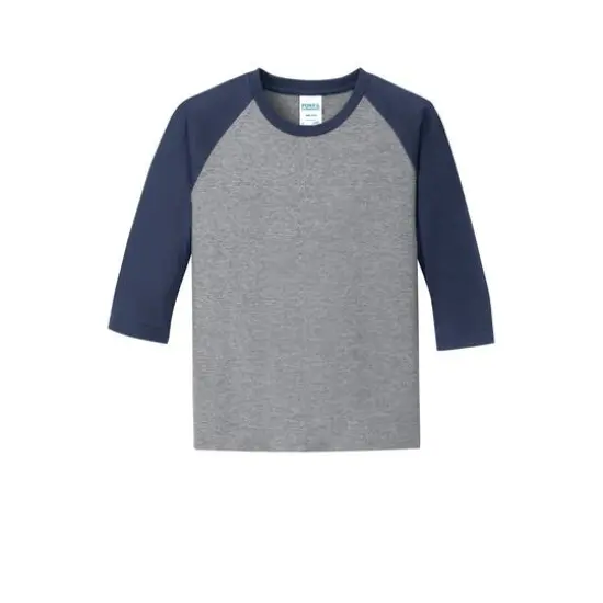 Port & Company Youth Raglan Tee Athletic Heather/Navy {1}