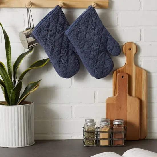 DII&reg; Terry Oven Mitts, 2ct. French Blue {7}