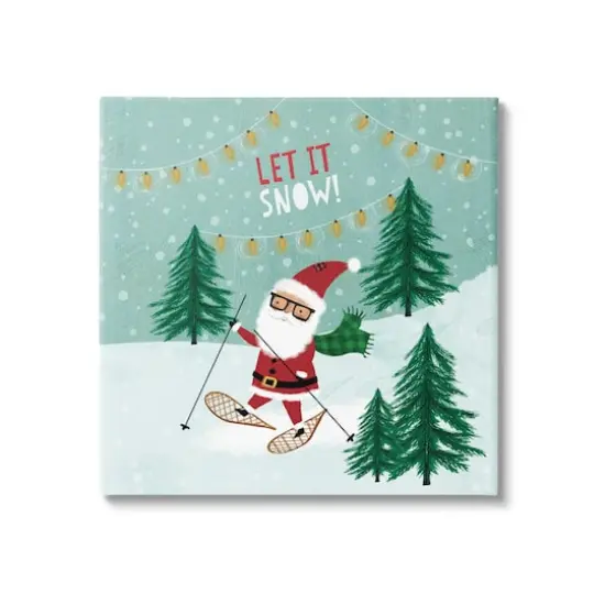 Stupell Industries Let It Snow Santa Snowshoeing Canvas Wall Art {1}