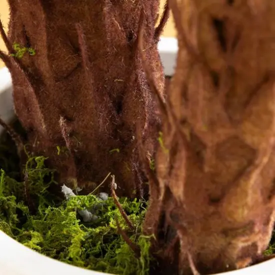 40in. UV Resistant Artificial Double Cycas Palm Tree in White Decorative Planter (Indoor/Outdoor) {9}