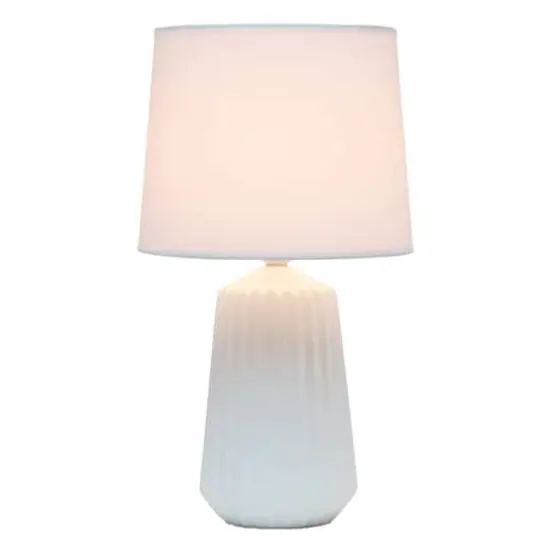Simple Designs 17.4" Off White Pleated Base Table Lamp {3}