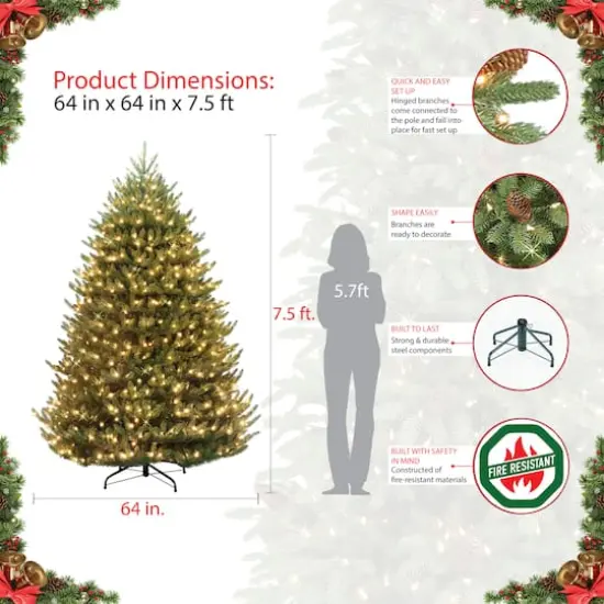 7.5ft. Pre-Lit Canadian Balsam Fir Artificial Christmas Tree, Clear LED Lights {6}