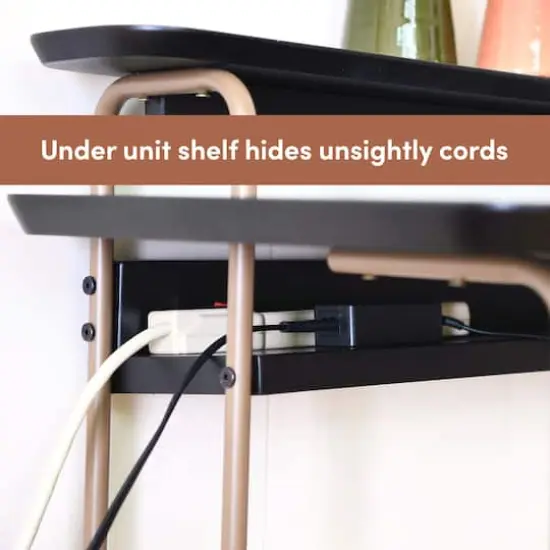 Hello Honey&reg; Pacifica Mid-Century Modern Computer Desk Black/Almond {9}