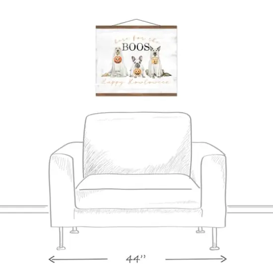 Happy Howloween Ghost Pups 16" x 20" Teak Hanging Canvas {3}