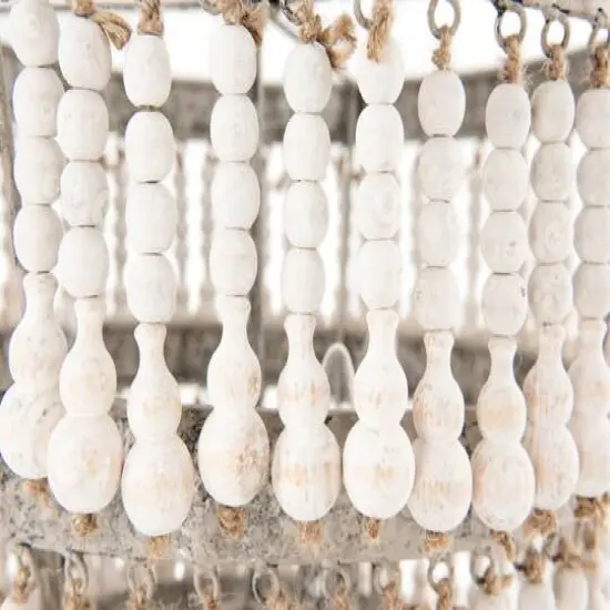 Hello Honey&reg; 20.5" Antique White 3-Tier Wood Bead Chandelier {13}
