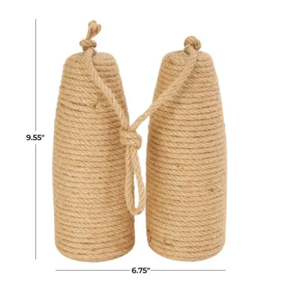 9.5" Brown Jute Buoy Coiled Rope Sculpture {9}