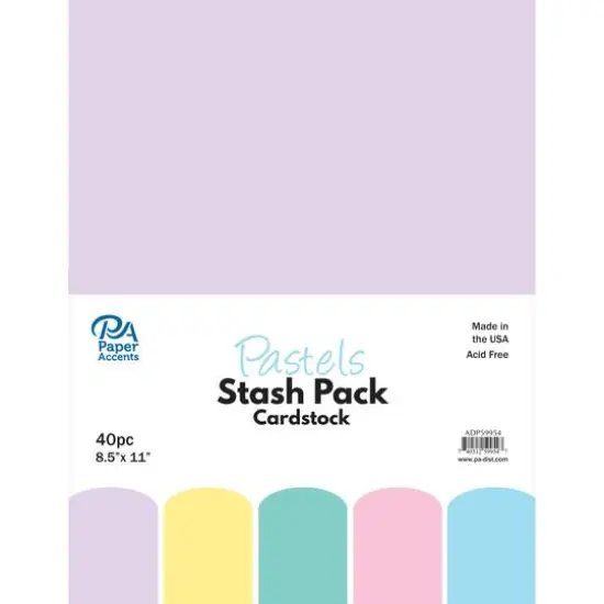 PA Paper&trade; Accents Pastels Stash Pack 8.5 x 11" Cardstock, 40 sheets {1}
