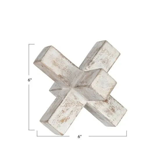 Hello Honey&reg; 6" Whitewashed Mango Wood Jack Cross Decoration {7}