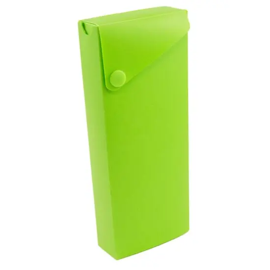 JAM Paper Sliding Pencil Case with Button Snap, 6ct. Lime Green {4}