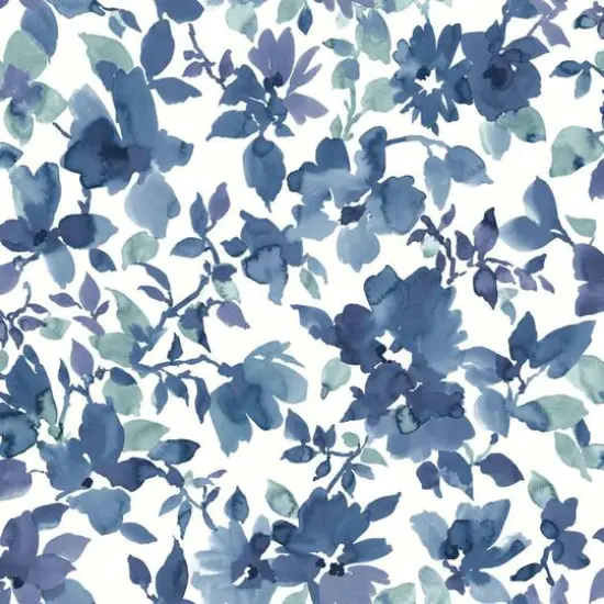 RoomMates Watercolor Floral Peel & Stick Wallpaper Blue/White {1}