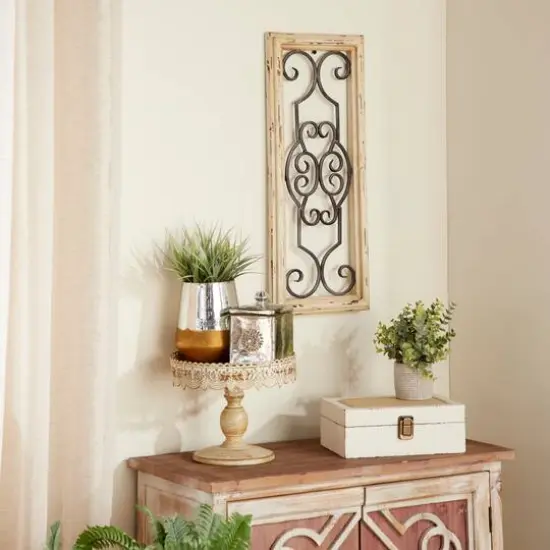 25" White Farmhouse Ornamental Wood & Metal Wall D&eacute;cor {11}
