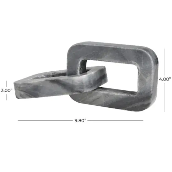 9.75" Gray Marble Geometric 2-Link Chain Sculpture D&eacute;cor {4}