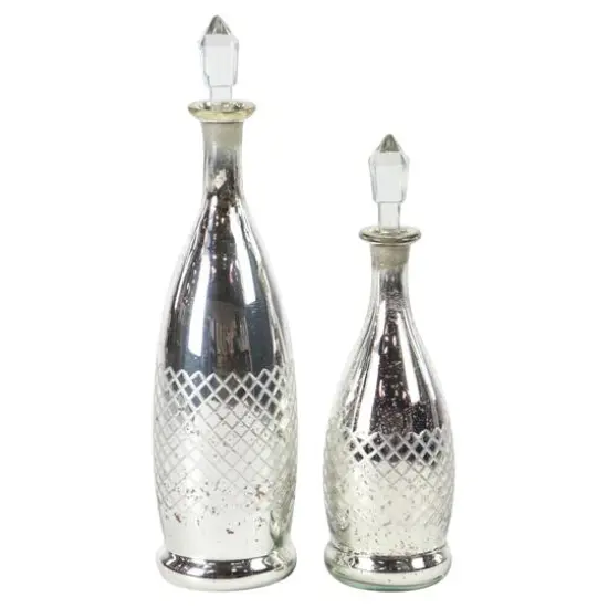 Silver Glass Glam Decorative Bottle Set {1}