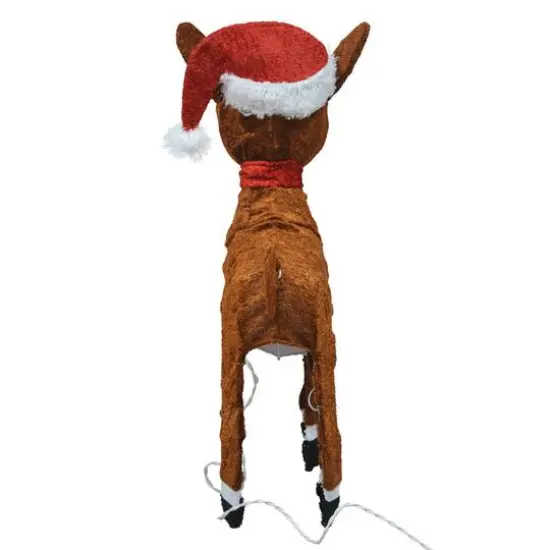 ProductWorks Rudolph 2ft. 3D Pre-Lit Rudolph with Santa Hat Scarf Yard Art {4}